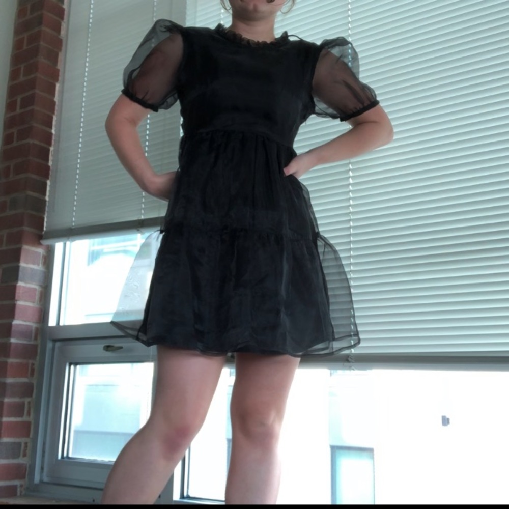 Black dress with puffy sleeves